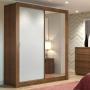 CLÓSET MDP CORREDIZA 205 X 117 X 51 CM BLANCO CON ESPEJO Y 2 CAJÓNES