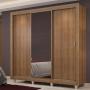 CLÓSET MDP CORREDIZA 215 X 170 X 51 CM CAFÉ CON ESPEJO Y 4 CAJÓNES