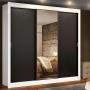 CLÓSET MDP CORREDIZA 205 X 170 X 46 CM BLANCO Y NEGRO CON ESPEJO Y 2 CAJÓNES