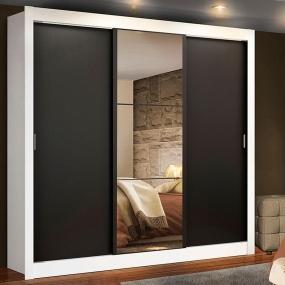 CLÓSET MDP CORREDIZA 205 X 170 X 46 CM BLANCO Y NEGRO CON ESPEJO Y 2 CAJÓNES