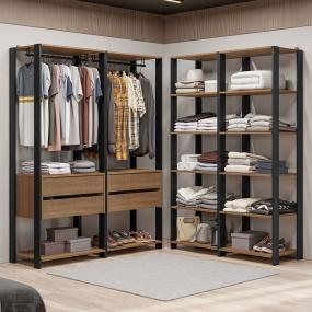 CLÓSET MDP MODULAR 180 X 358 X 45 CM NEGRO Y MARRON CON 4 CAJONES