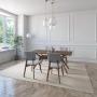 JUEGO DE COMEDOR ASPEN DE MADERA DE NOGAL CON 4 SILLAS TAPIZADAS GRIS CLARO
