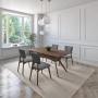 JUEGO DE COMEDOR ASPEN DE MADERA DE NOGAL CON 4 SILLAS TAPIZADAS GRIS OSCURO