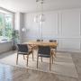JUEGO DE COMEDOR IBIZA DE MADERA DE ROBLE CON 4 SILLAS TAPIZADAS GRIS OSCURO