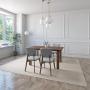 JUEGO DE COMEDOR OSLO DE MADERA DE NOGAL CON 4 SILLAS TAPIZADAS GRIS CLARO