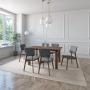JUEGO DE COMEDOR OSLO DE MADERA DE NOGAL CON 6 SILLAS TAPIZADAS GRIS OSCURO