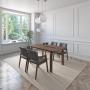 JUEGO DE COMEDOR BAHIA DE MADERA DE NOGAL CON 4 SILLAS TAPIZADAS GRIS OSCURO