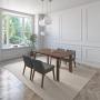 JUEGO DE COMEDOR AMALFI DE MADERA DE NOGAL CON 4 SILLAS TAPIZADAS GRIS OSCURO