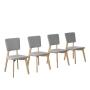 JUEGO DE COMEDOR EXTENSIBLE LIMA DE MADERA DE ROBLE CON 4 SILLAS TAPIZADAS GRIS CLARO