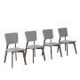 JUEGO DE COMEDOR EXTENSIBLE LIMA DE MADERA DE NOGAL CON 4 SILLAS TAPIZADAS GRIS CLARO