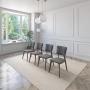 JUEGO DE COMEDOR EXTENSIBLE LIMA DE MADERA DE NOGAL CON 4 SILLAS TAPIZADAS GRIS OSCURO