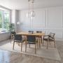 JUEGO DE COMEDOR EXTENSIBLE MAUI DE MADERA DE ROBLE CON 6 SILLAS TAPIZADAS GRIS OSCURO