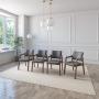 JUEGO DE COMEDOR EXTENSIBLE MAUI DE MADERA DE NOGAL CON 4 SILLAS TAPIZADAS GRIS OSCURO