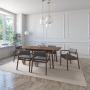 JUEGO DE COMEDOR EXTENSIBLE VERONA DE MADERA DE NOGAL CON 6 SILLAS TAPIZADAS GRIS OSCURO