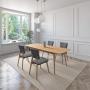 JUEGO DE COMEDOR EXTENSIBLE RIO DE MADERA DE ROBLE CON 4 SILLAS TAPIZADAS GRIS OSCURO