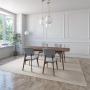 JUEGO DE COMEDOR EXTENSIBLE RIO DE MADERA DE NOGAL CON 4 SILLAS TAPIZADAS GRIS CLARO