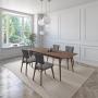 JUEGO DE COMEDOR EXTENSIBLE RIO DE MADERA DE NOGAL CON 4 SILLAS TAPIZADAS GRIS OSCURO