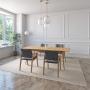 JUEGO DE COMEDOR EXTENSIBLE SEUL DE MADERA DE ROBLE CON 4 SILLAS TAPIZADAS GRIS OSCURO