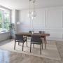 JUEGO DE COMEDOR EXTENSIBLE SEUL DE MADERA DE NOGAL CON 4 SILLAS TAPIZADAS GRIS OSCURO