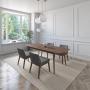 JUEGO DE COMEDOR EXTENSIBLE CALI DE MADERA DE NOGAL CON 4 SILLAS TAPIZADAS GRIS OSCURO
