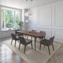 JUEGO DE COMEDOR EXTENSIBLE CALI DE MADERA DE NOGAL CON 6 SILLAS TAPIZADAS GRIS OSCURO