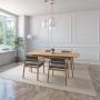 JUEGO DE COMEDOR EXTENSIBLE PRAGA DE MADERA DE ROBLE CON 4 SILLAS TAPIZADAS GRIS OSCURO