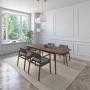 JUEGO DE COMEDOR EXTENSIBLE PRAGA DE MADERA DE NOGAL CON 4 SILLAS TAPIZADAS GRIS OSCURO