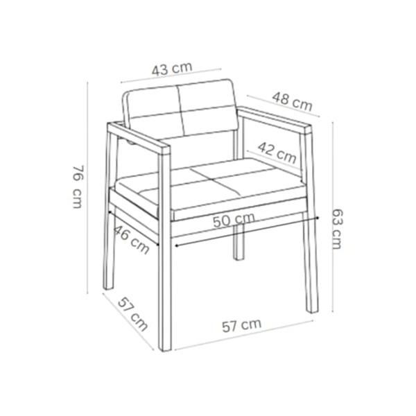 SET DE 4 SILLAS DE COMEDOR GIN DE MADERA DE ROBLE CON TAPIZADO GRIS OSCURO