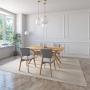 JUEGO DE COMEDOR ASPEN DE MADERA DE ROBLE CON 4 SILLAS TAPIZADAS GRIS CLARO