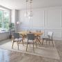 JUEGO DE COMEDOR ASPEN DE MADERA DE ROBLE CON 6 SILLAS TAPIZADAS GRIS CLARO