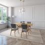 JUEGO DE COMEDOR ASPEN DE MADERA DE ROBLE CON 4 SILLAS TAPIZADAS GRIS OSCURO