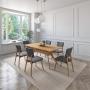 JUEGO DE COMEDOR ASPEN DE MADERA DE ROBLE CON 6 SILLAS TAPIZADAS GRIS OSCURO