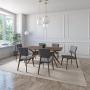 JUEGO DE COMEDOR ASPEN DE MADERA DE NOGAL CON 6 SILLAS TAPIZADAS GRIS OSCURO
