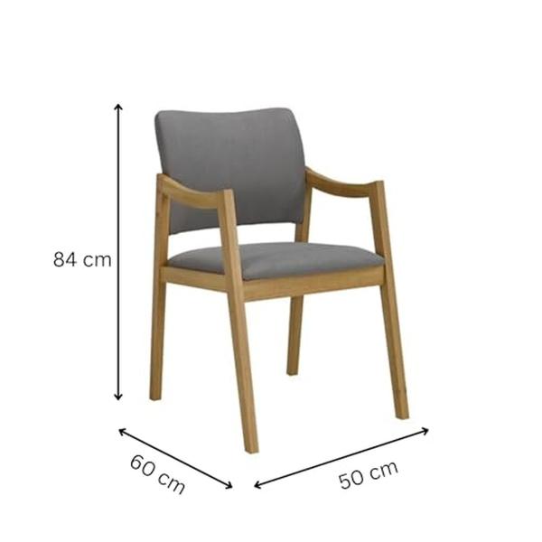 JUEGO DE COMEDOR IBIZA DE MADERA DE ROBLE CON 4 SILLAS TAPIZADAS GRIS CLARO