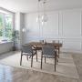 JUEGO DE COMEDOR IBIZA DE MADERA DE NOGAL CON 4 SILLAS TAPIZADAS GRIS CLARO