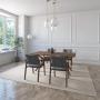 JUEGO DE COMEDOR IBIZA DE MADERA DE NOGAL CON 4 SILLAS TAPIZADAS GRIS OSCURO