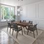 JUEGO DE COMEDOR IBIZA DE MADERA DE NOGAL CON 6 SILLAS TAPIZADAS GRIS OSCURO