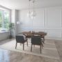 JUEGO DE COMEDOR LISBOA DE MADERA DE NOGAL CON 4 SILLAS TAPIZADAS GRIS OSCURO