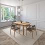 JUEGO DE COMEDOR VIENA DE MADERA DE ROBLE CON 4 SILLAS TAPIZADAS GRIS OSCURO