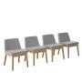 JUEGO DE COMEDOR EXTENSIBLE MILAN DE MADERA DE ROBLE CON 4 SILLAS TAPIZADAS GRIS CLARO