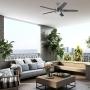 VENTILADOR DE TECHO KON 52" PARA EXTERIOR CON LED INTEGRADO GRIS