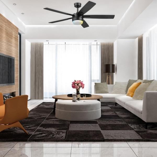 VENTILADOR DE TECHO NOTO 52" PARA INTERIOR CON LED INTEGRADO NEGRO