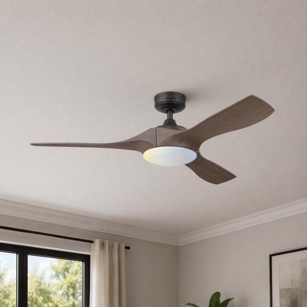 VENTILADOR DE TECHO SATURNO 54" INTERIOR/EXTERIOR CON LED INTEGRADO CAFÉ