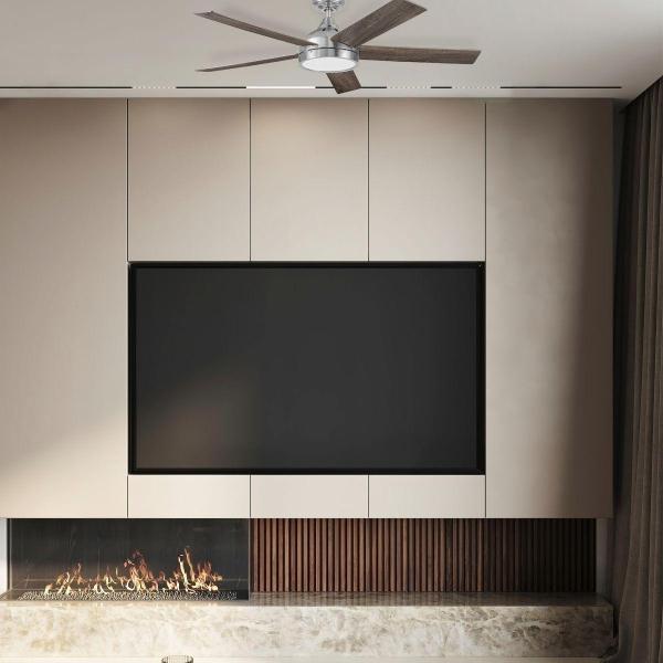 VENTILADOR DE TECHO DRINET 52" PARA INTERIOR CON LED INTEGRADO NÍQUEL