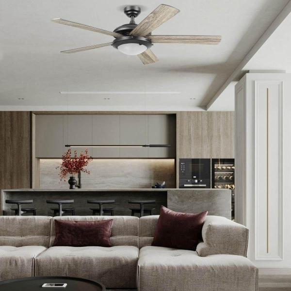 VENTILADOR DE TECHO VENDAVAL 52" PARA INTERIOR CON LED INTEGRADO NEGRO