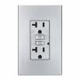 CONTACTO DÚPLEX CON FALLA A TIERRA Y PLACA DE PARED INCLUIDA METAL SATIN