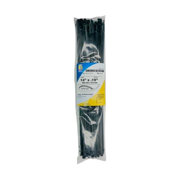CINCHO PARA CABLES ELÉCTRICOS DE NYLON SUJETACABLE 368 MM NEGRO 50 PIEZAS