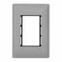 PLACA DE PARED DE 3 MÓDULOS GRIS MATE
