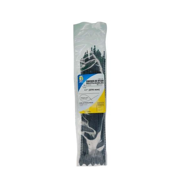 CINCHO PARA CABLES ELÉCTRICOS DE NYLON REUSABLE 279 MM NEGRO 50 PIEZAS