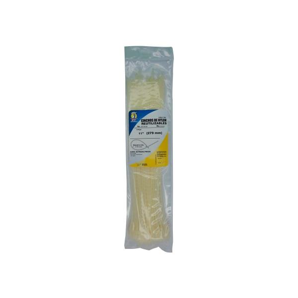 CINCHO PARA CABLES ELÉCTRICOS DE NYLON REUSABLE DE BOLITAS 279 MM NATURAL 50 PIEZAS
